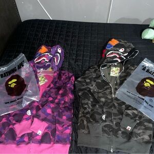 Bape Men's Sweaters in Purple and Black Camo